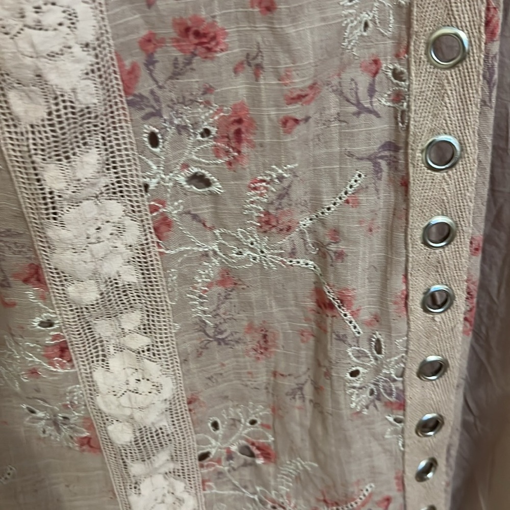 Free people On the road Duster Floral Eyelet Lace Trim boho cardigan SZ various - Picture 11 of 16